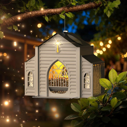 Birdhouse Solar Automatic LED Warm Light Weatherproof Metal