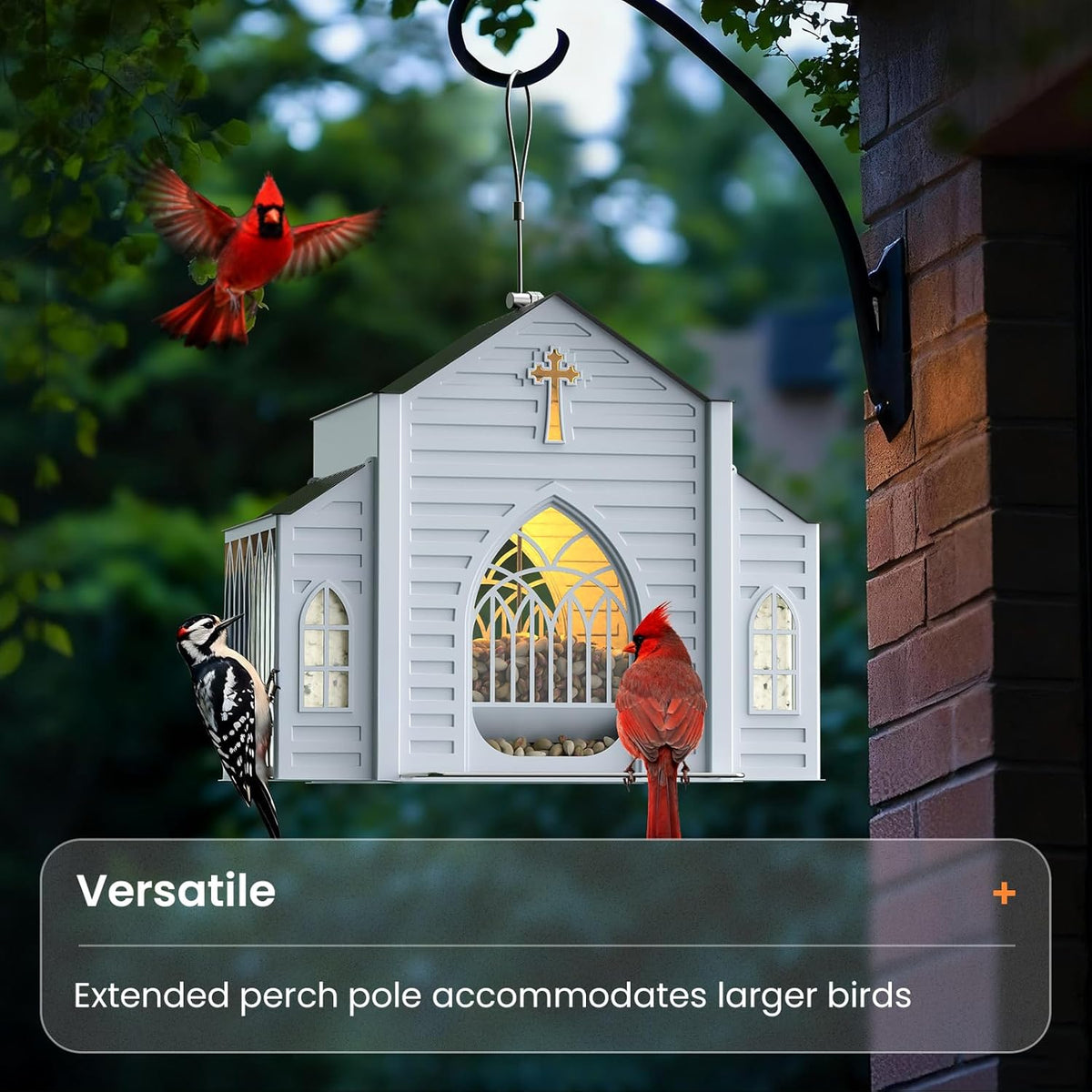 Birdhouse Solar Automatic LED Warm Light Weatherproof Metal