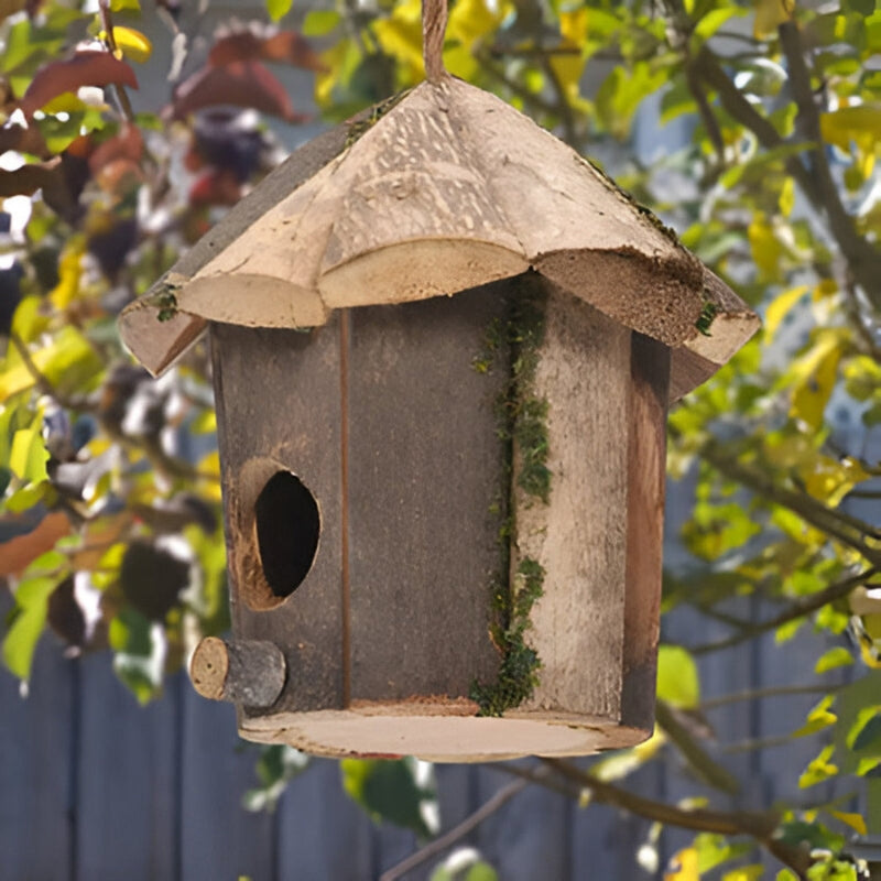 Birdhouse Wooden Cabin Ready-to-Hang For Small Birds