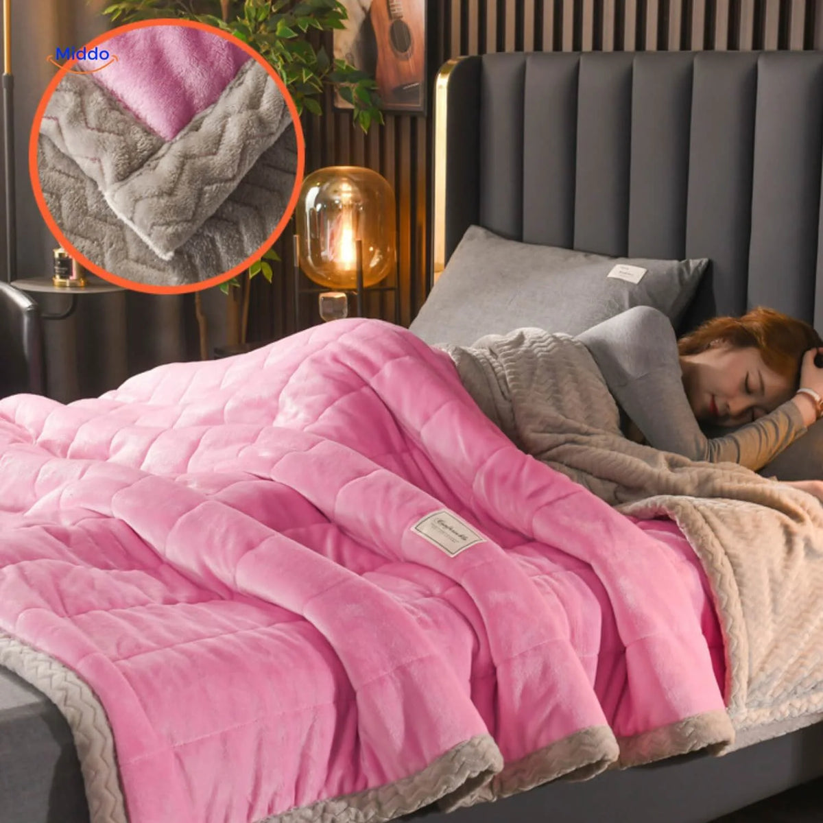 Blanket Double-Layer Fleece Reversible Machine-Washable