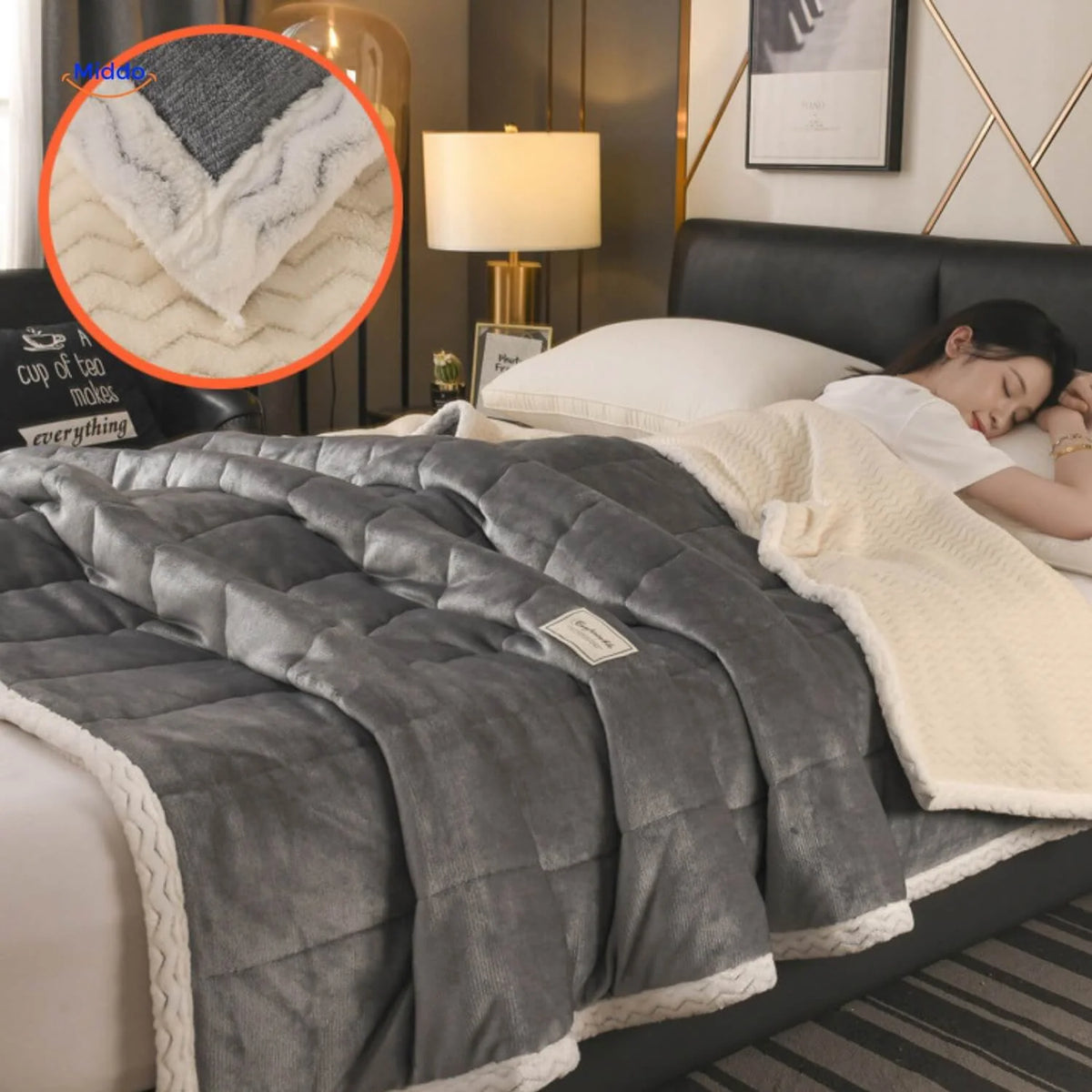 Blanket Double-Layer Fleece Reversible Machine-Washable