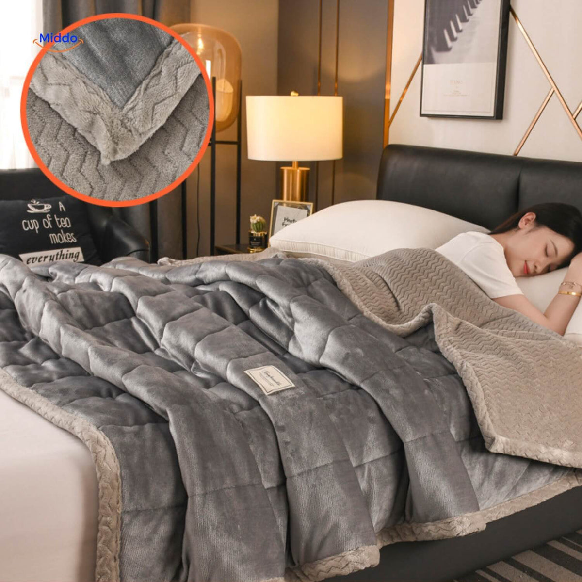 Blanket Double-Layer Fleece Reversible Machine-Washable