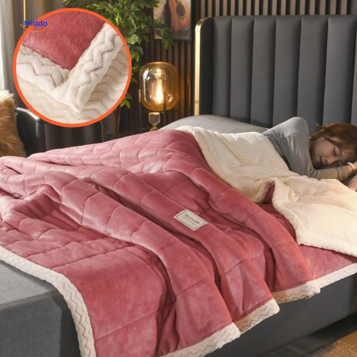 Blanket Double-Layer Fleece Reversible Machine-Washable