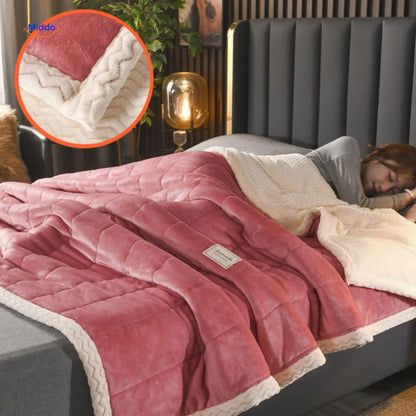 Blanket Double-Layer Fleece Reversible Machine-Washable