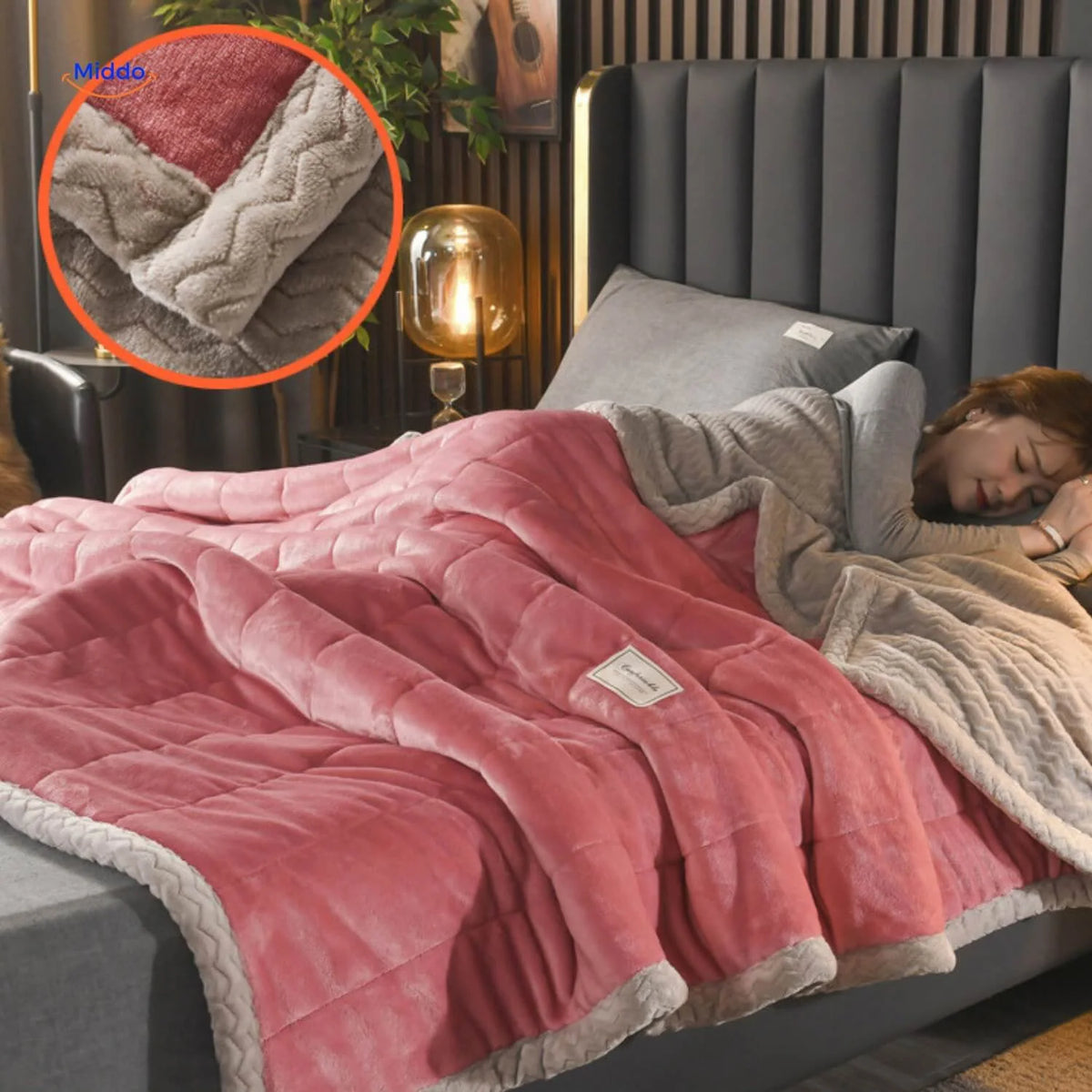 Blanket Double-Layer Fleece Reversible Machine-Washable