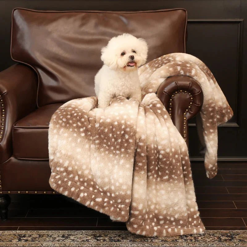 Blanket Reversible Plush Faux Fur Deer Pattern