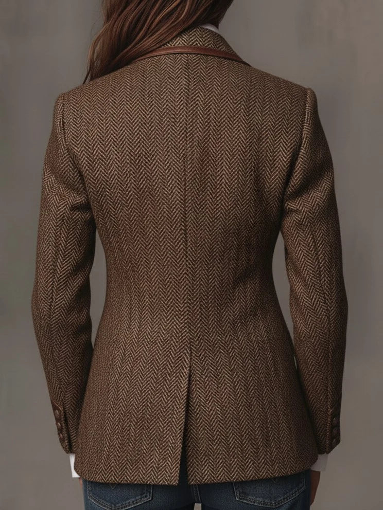 Blazer Herringbone Pattern Paisley Lapels Tailored Fit