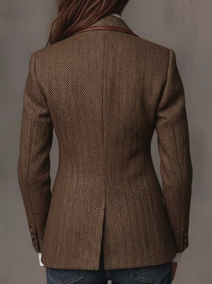 Blazer Herringbone Pattern Paisley Lapels Tailored Fit