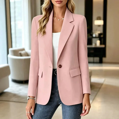 Blazer Longline Tailored Fit Lapel Collar Single-Button Closure
