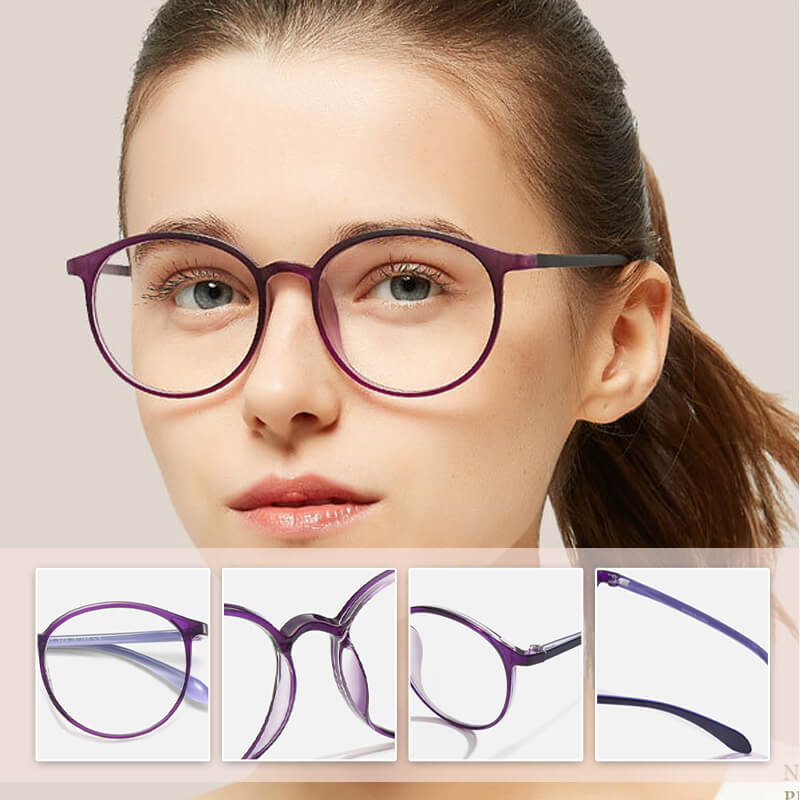 Blue Light Glasses Round Plastic Frame Multiple Strengths