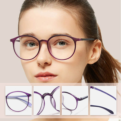 Blue Light Glasses Round Plastic Frame Multiple Strengths