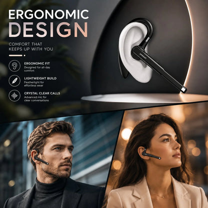 Bluetooth Headset Dual-Mic Noise Cancelling 25 Hour Talk Time