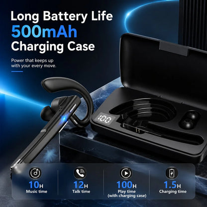 Bluetooth Headset Dual-Mic Noise Cancelling 25 Hour Talk Time