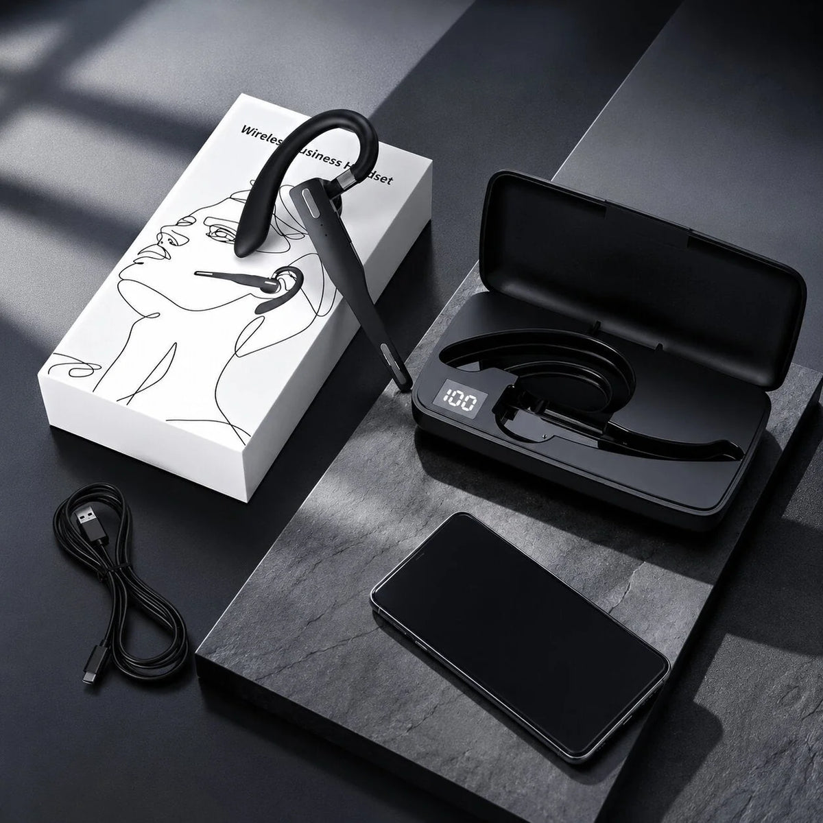Bluetooth Headset Dual-Mic Noise Cancelling 25 Hour Talk Time