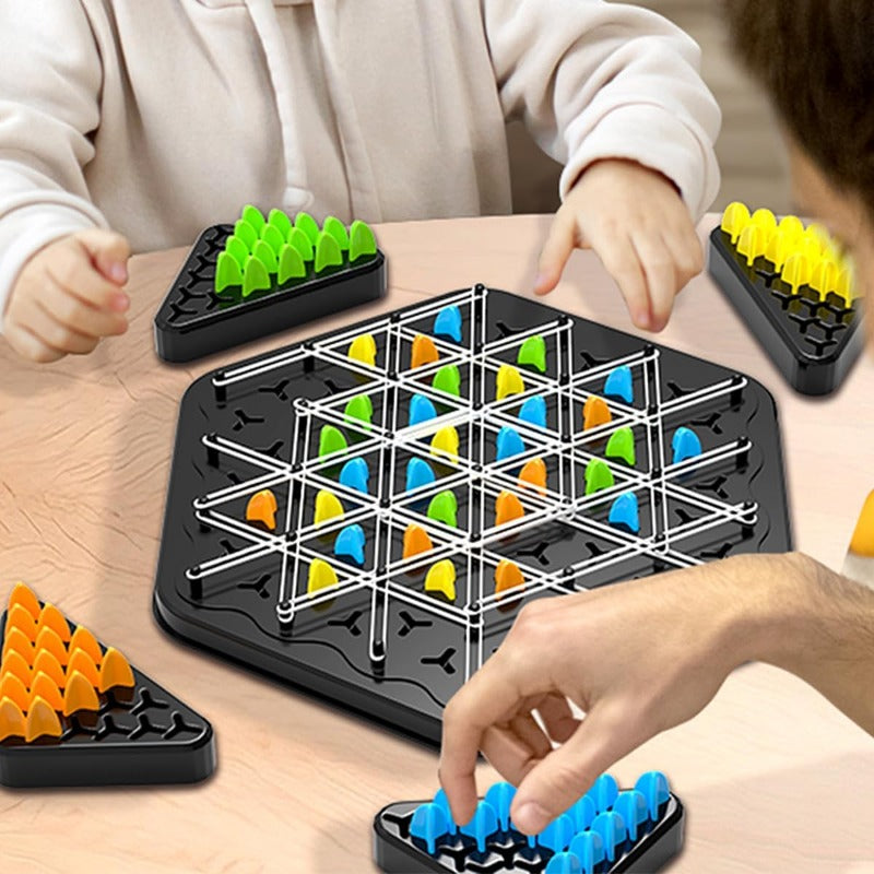 Board Game Triangle Strategy Pegs & Rubber Bands
