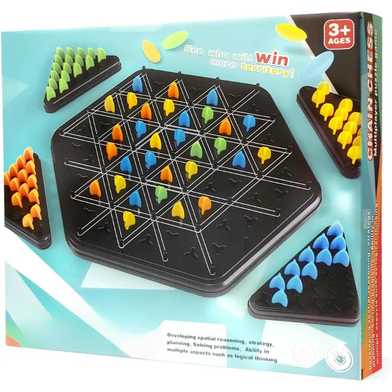 Board Game Triangle Strategy Pegs & Rubber Bands