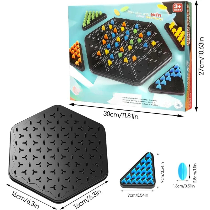 Board Game Triangle Strategy Pegs & Rubber Bands