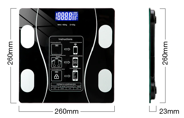 Body Composition Scale 11 Measurements Bluetooth App Sync
