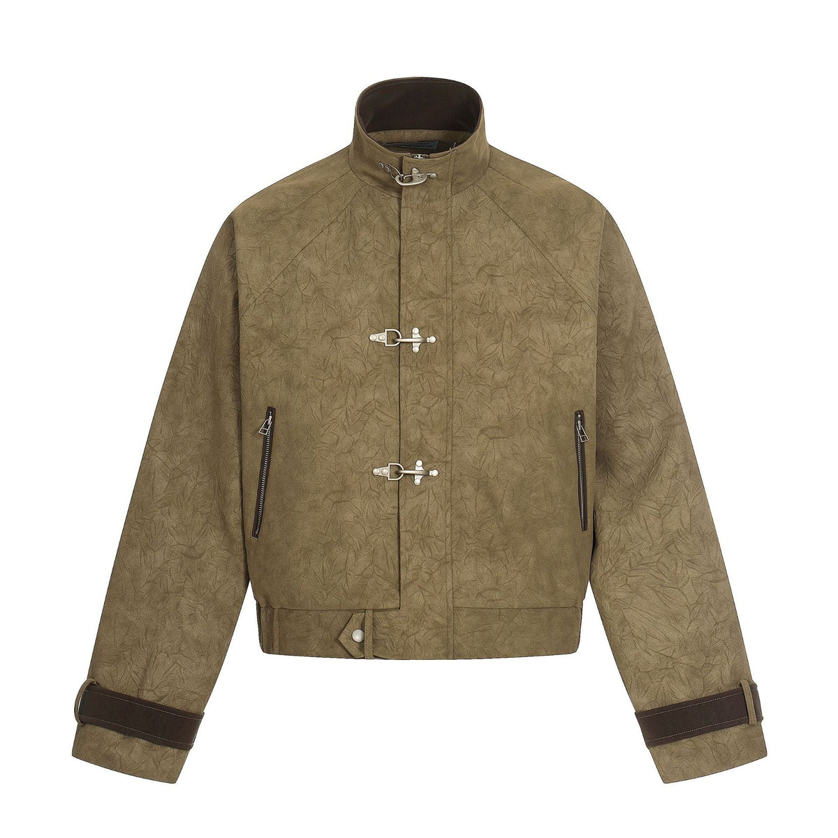 Bomber Jacket Cropped Boxy Fit Toggle Closures & Adjustable Cuffs