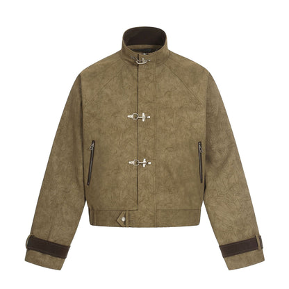 Bomber Jacket Cropped Boxy Fit Toggle Closures & Adjustable Cuffs