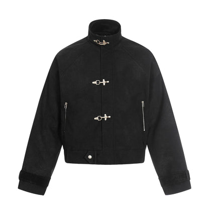 Bomber Jacket Cropped Boxy Fit Toggle Closures & Adjustable Cuffs