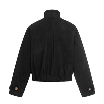 Bomber Jacket Cropped Boxy Fit Toggle Closures & Adjustable Cuffs