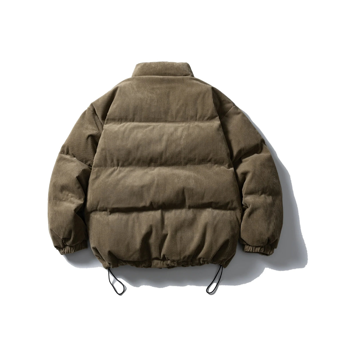 Bomber Jacket Padded Corduroy Stand-Up Collar Drawstring Hem