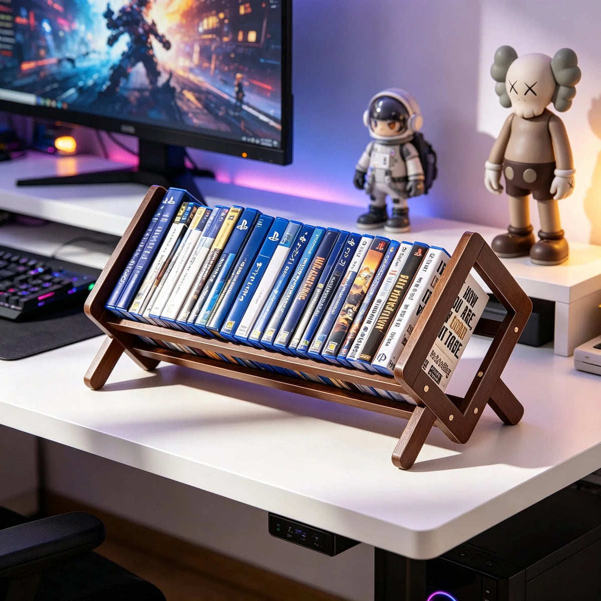 Book Display Rack Bamboo Folding A-Frame Slanted Shelf