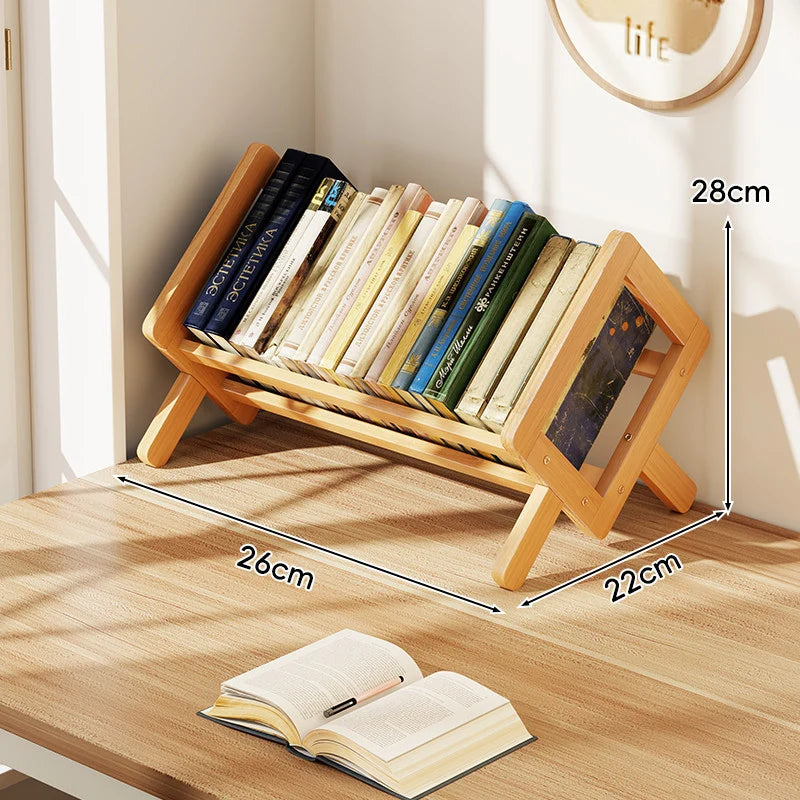 Book Display Rack Bamboo Folding A-Frame Slanted Shelf