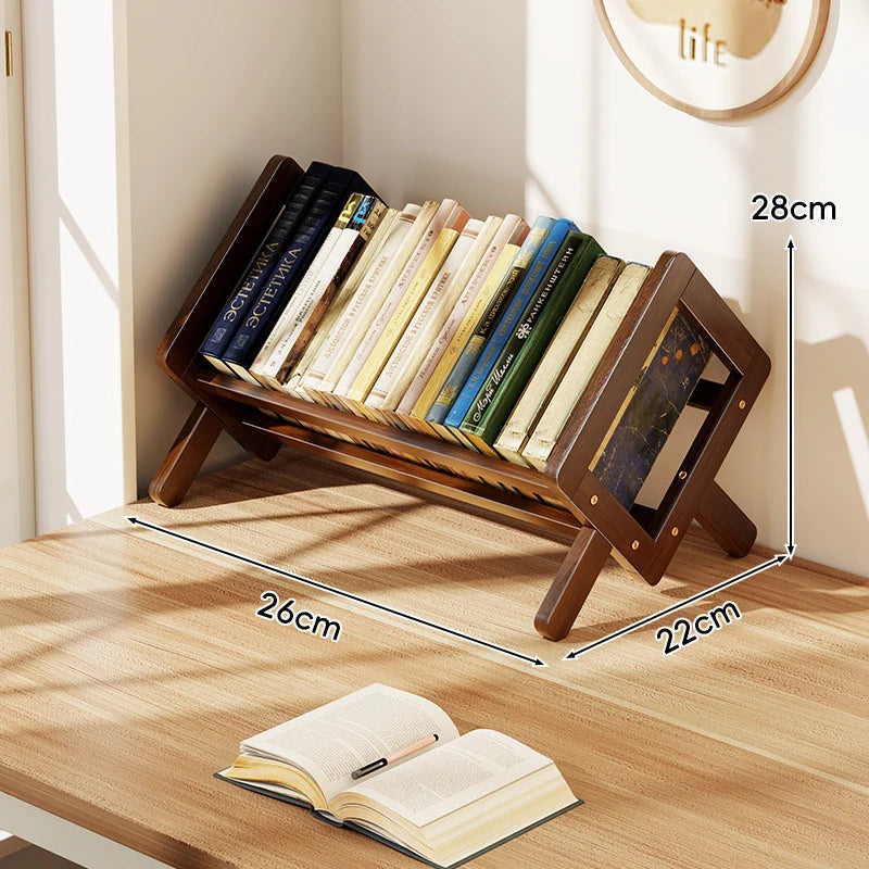 Book Display Rack Bamboo Folding A-Frame Slanted Shelf