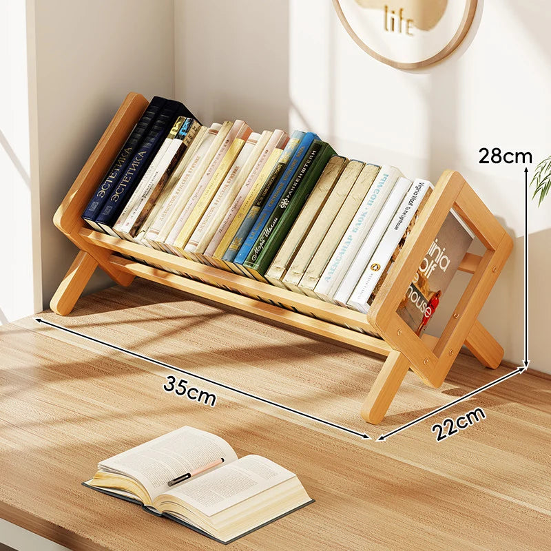 Book Display Rack Bamboo Folding A-Frame Slanted Shelf