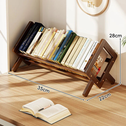 Book Display Rack Bamboo Folding A-Frame Slanted Shelf
