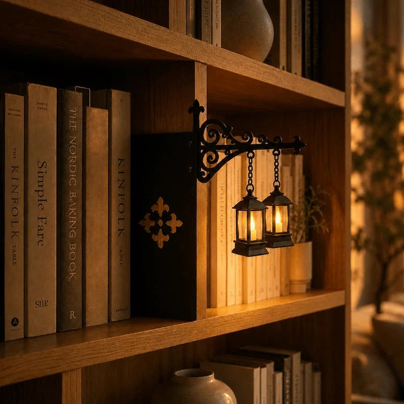 Bookshelf Light Wrought Iron Bracket Battery Operated Warm White