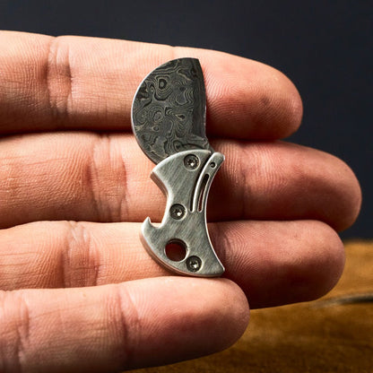 Bottle Opener Mini Titanium Damascus Steel Keyring