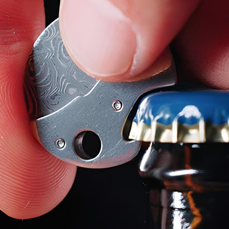 Bottle Opener Mini Titanium Damascus Steel Keyring