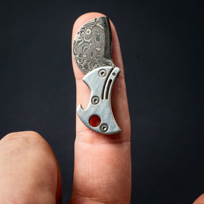 Bottle Opener Mini Titanium Damascus Steel Keyring