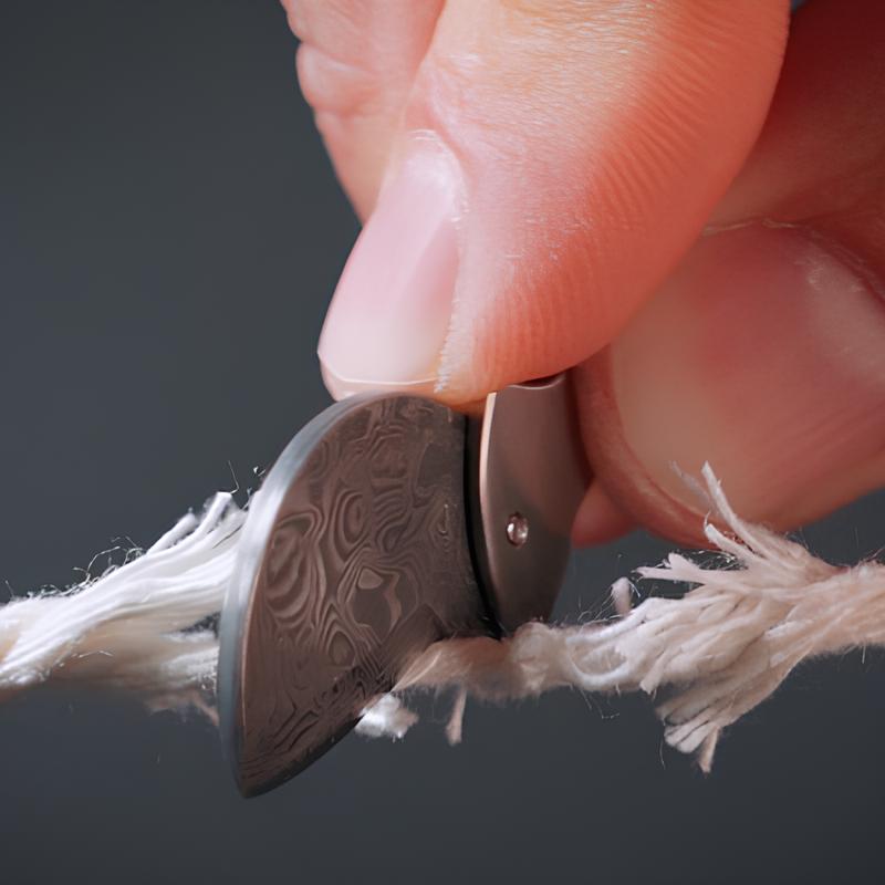 Bottle Opener Mini Titanium Damascus Steel Keyring