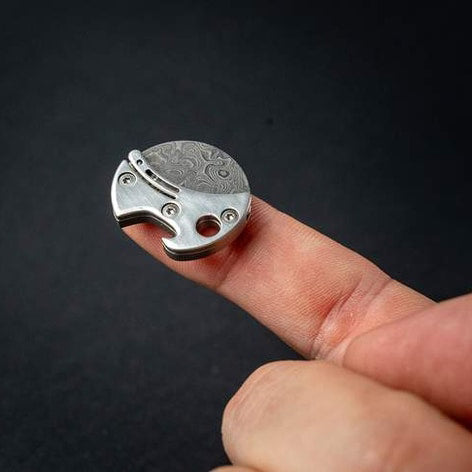 Bottle Opener Mini Titanium Damascus Steel Keyring