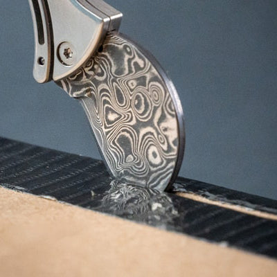Bottle Opener Mini Titanium Damascus Steel Keyring