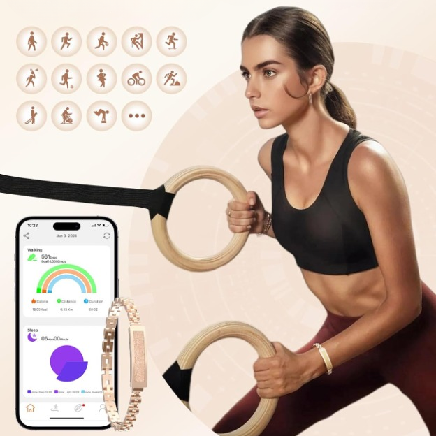 Bracelet Activity-Tracking Stainless Steel 5-Day Battery