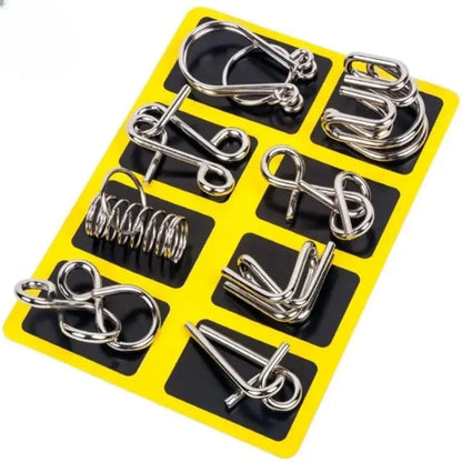 Brain Teaser Set Nickel-Plated Metal Interlocking