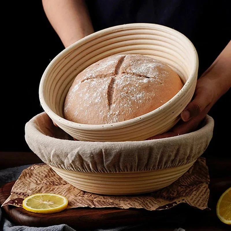 Bread Proofing Basket Handwoven Rattan Ridged Interior Cotton Liner Included