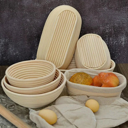 Bread Proofing Basket Handwoven Rattan Ridged Interior Cotton Liner Included