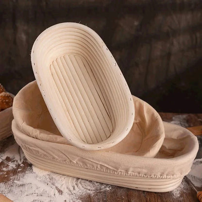 Bread Proofing Basket Handwoven Rattan Ridged Interior Cotton Liner Included