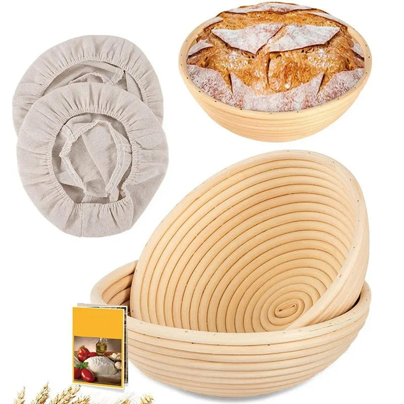 Bread Proofing Basket Handwoven Rattan Ridged Interior Cotton Liner Included