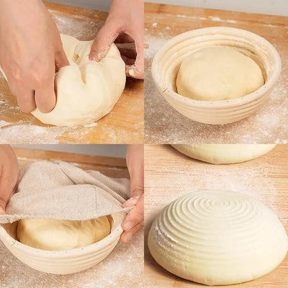 Bread Proofing Basket Handwoven Rattan Ridged Interior Cotton Liner Included
