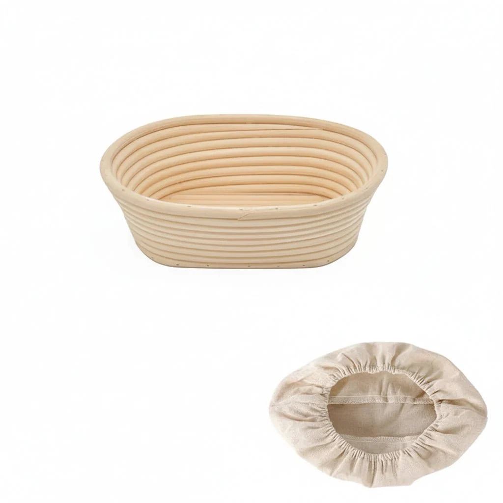 Bread Proofing Basket Handwoven Rattan Ridged Interior Cotton Liner Included