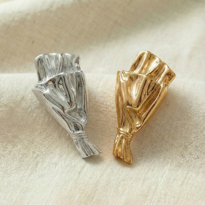 Brooch Polished Metal Vase For Real Stems