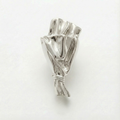 Brooch Polished Metal Vase For Real Stems