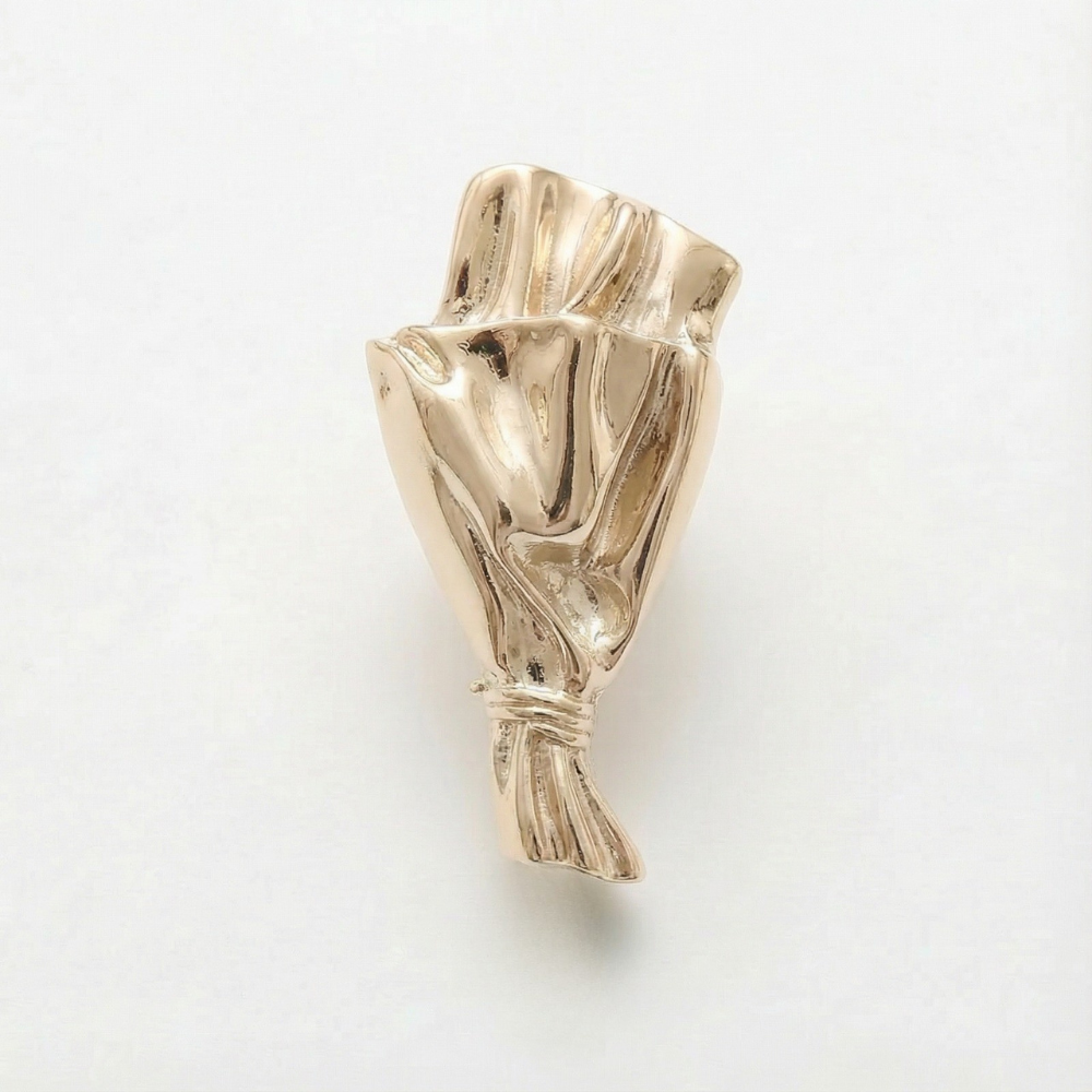 Brooch Polished Metal Vase For Real Stems